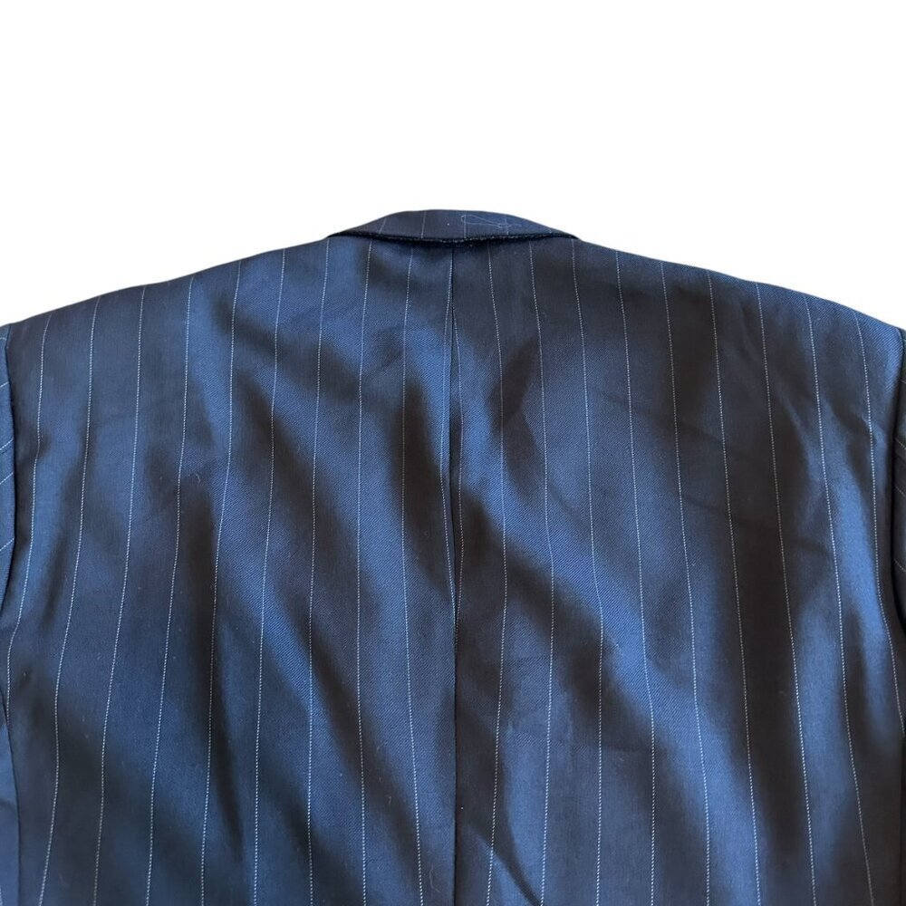 Giorgio Armani Blue Pinstripe Blazer Jacket Button-Down 100% Wool Size 41 Reg - Picture 8 of 12